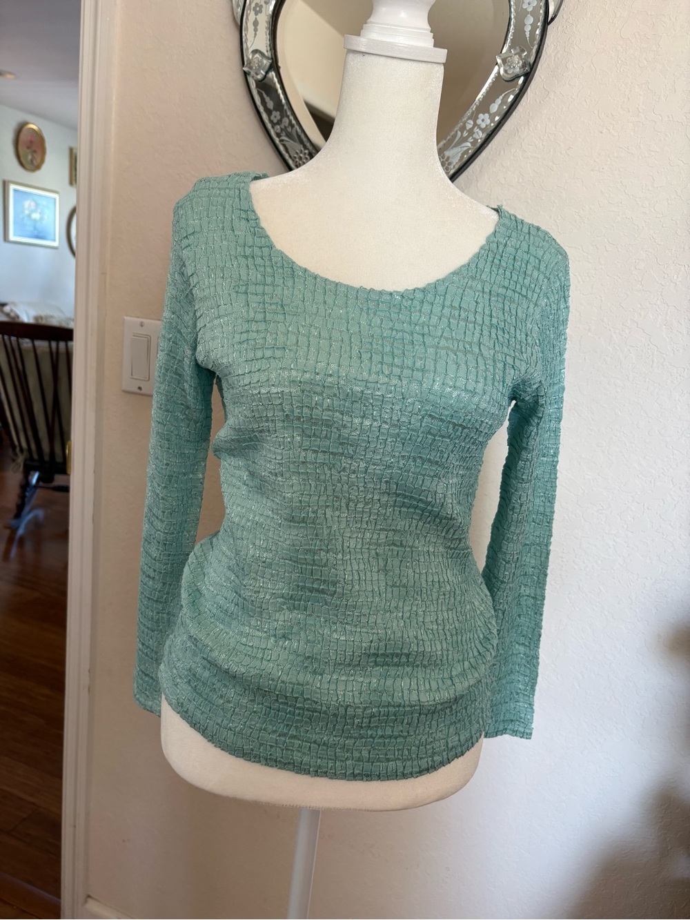 RAFAEL Textured Scoop Neck Sweater in Seafoam
